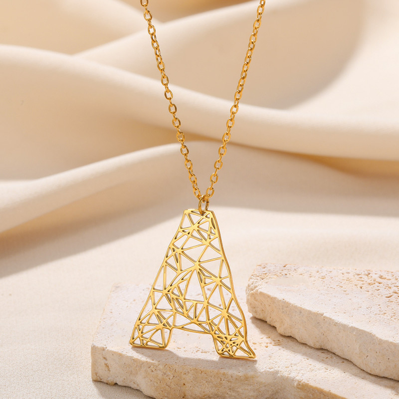 European and American New Style 26 English Letter Necklace Hollow Exaggerated Large Letter Necklace Unisex Letter Pendant Necklace