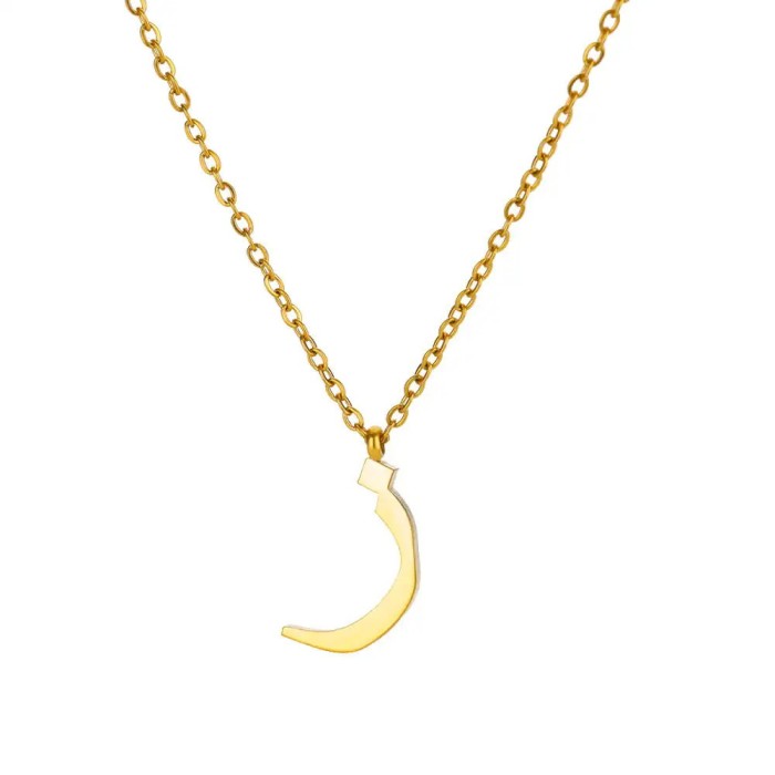 European and American Cross-Border Hot-Selling Manufacturer Wholesale Fashionable Personality Simple Cut Arabic Letter Pendant Stainless Steel Necklace