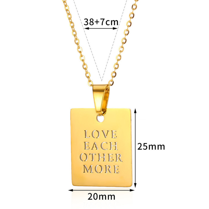 European and American Cross-Border New Style Personality Simple Letter Glossy Necklace Fashion Retro Glossy LOVE Stainless Steel Necklace for Women