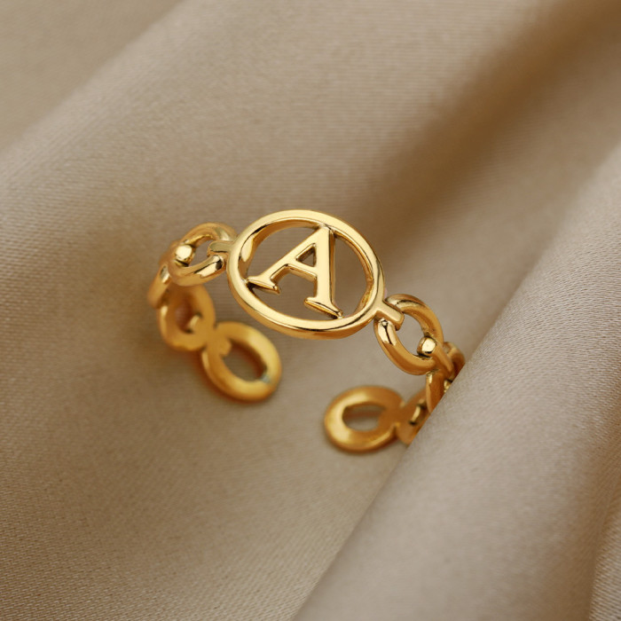 Amazon 26 English Letters Hip Hop Adjustable Rings for Men and Women Vintage Design Ins Popular Rings