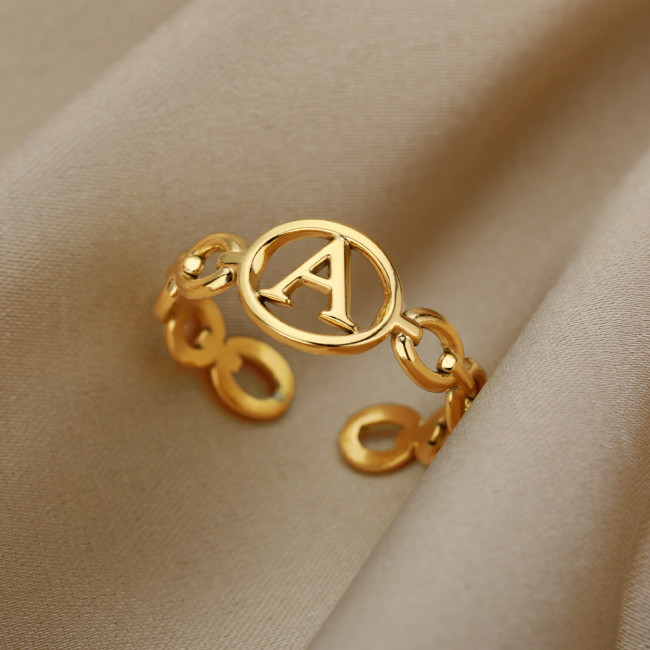 Amazon 26 English Letters Hip Hop Adjustable Rings for Men and Women Vintage Design Ins Popular Rings
