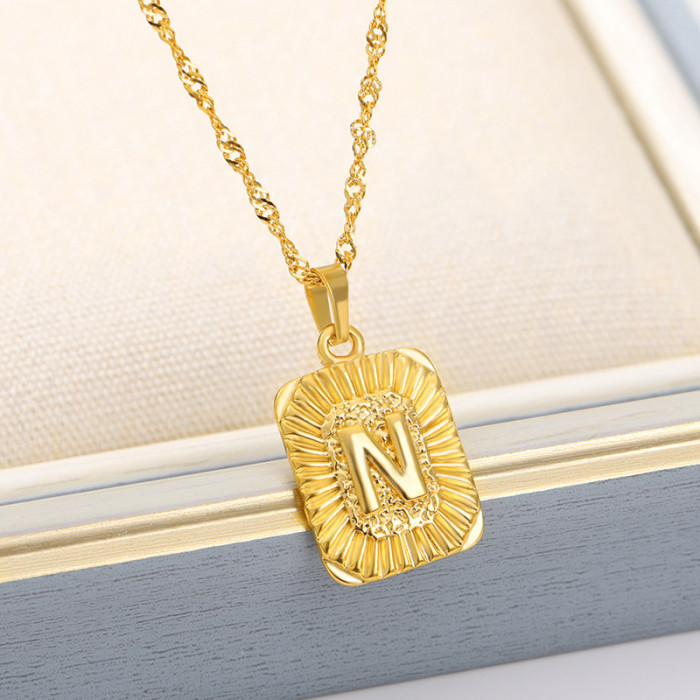 AliExpress Hot Sale 26 Uppercase Letters Stainless Steel Necklace English Letters Letter Necklace
