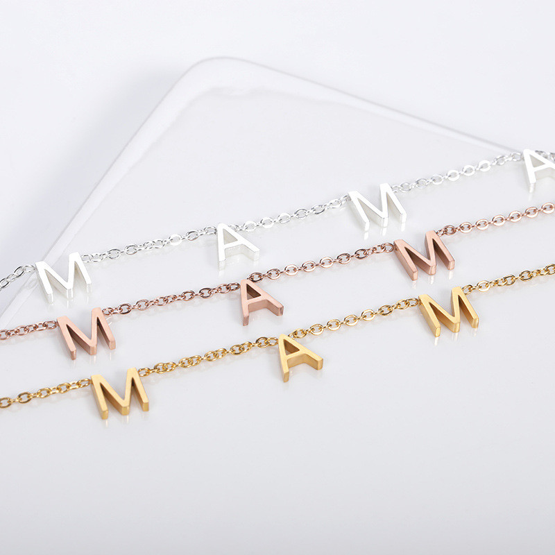 European and American Cross-Border Mama Stainless Steel Letter Necklace Mother's Day Gift Women's Jewelry English Letter Necklace