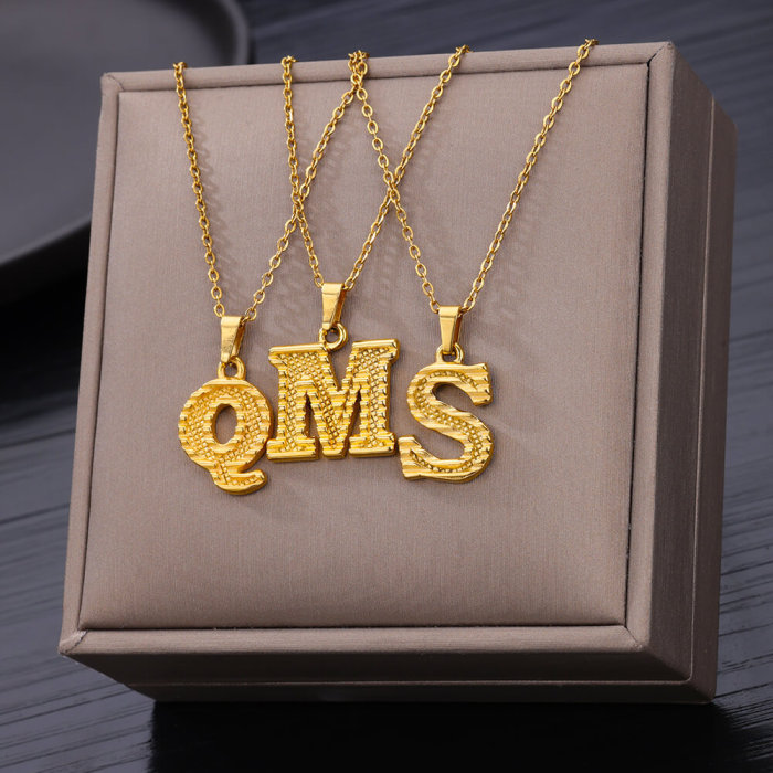 Cross-Border Hot-Selling New Product 26 English Uppercase Letters Pendant Necklace Gold Plated 18K Eco-Friendly Vacuum Electroplated Necklace