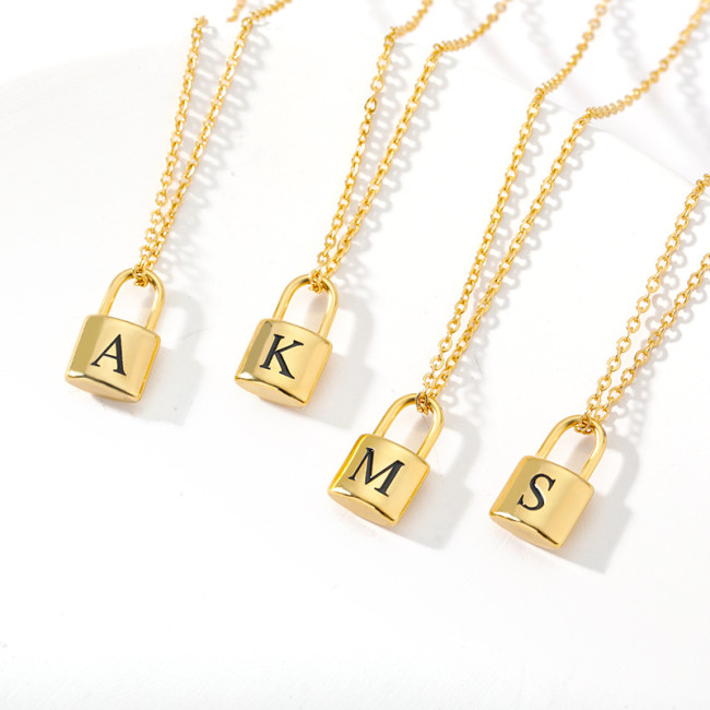 2021 New Stainless Steel Corrosion Letter Lock Necklace Unisex Heart Lock Pendant English Letter Necklace In Stock