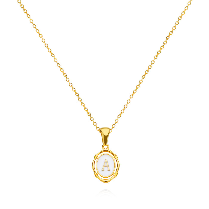 Amazon New 26 Letter Pendant Oval Necklace Initial Letter Word Necklace Twenty-Six Letter Jewelry