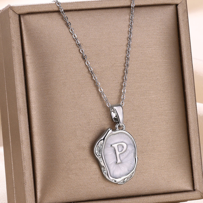 European and American Cross-Border INS Style Summer 26 English Letters Oil Drop 3D Necklace 18K Gold Plated Necklace for Women Wholesale