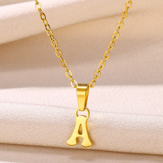 European and American New Style Stainless Steel Necklace English Letter Pendant Necklace Korean Version Niche Design Couple Clavicle Chain