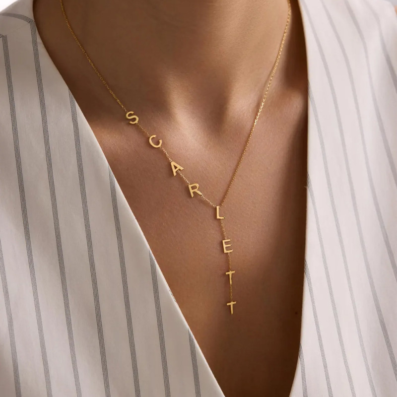 European and American Style Personalized DIY Letter Accessories Gold-Plated Collarbone Necklace Creative Stainless Steel Name Necklace Choker