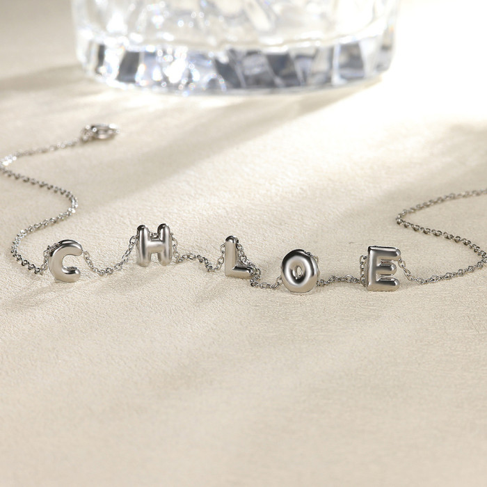 European and American Cross-Border Hot Selling 18K Gold Plated Bubble English Letter DIY Free Matching Necklace Jewelry