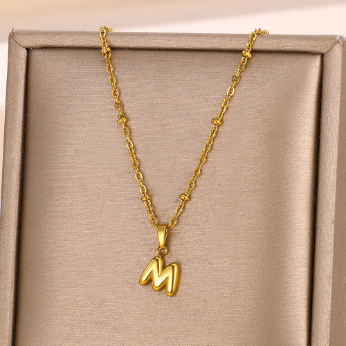 European and American Fashion Simple Elegant Hot-Selling Jewelry Accessories Stainless Steel 18K Gold Plated Mini Bubble Letter Pendant