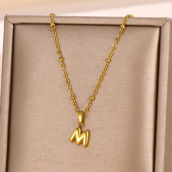 European and American Fashion Simple Elegant Hot-Selling Jewelry Accessories Stainless Steel 18K Gold Plated Mini Bubble Letter Pendant