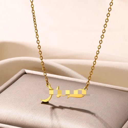 Cross-Border New Hot-Selling 18K Plated Stainless Steel Letter Pendant Women's Necklace English Letter Collarbone Chain Gift