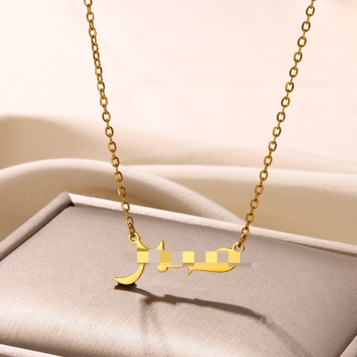 Cross-Border New Hot-Selling 18K Plated Stainless Steel Letter Pendant Women's Necklace English Letter Collarbone Chain Gift