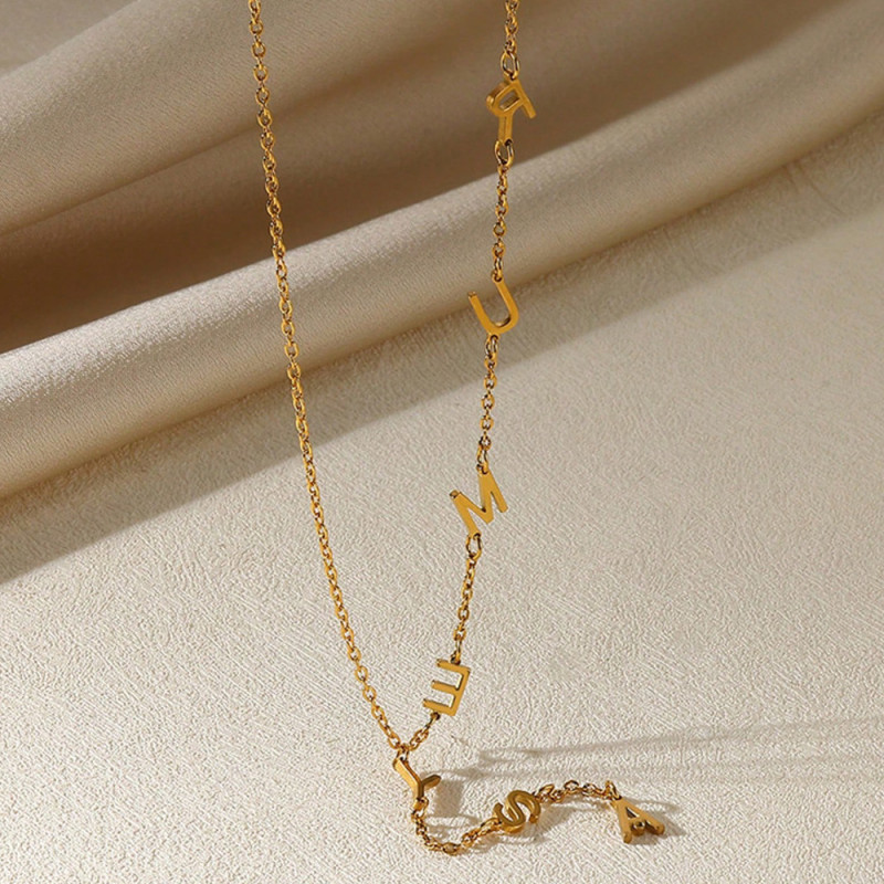 European and American Style Personalized DIY Letter Accessories Gold-Plated Collarbone Necklace Creative Stainless Steel Name Necklace Choker