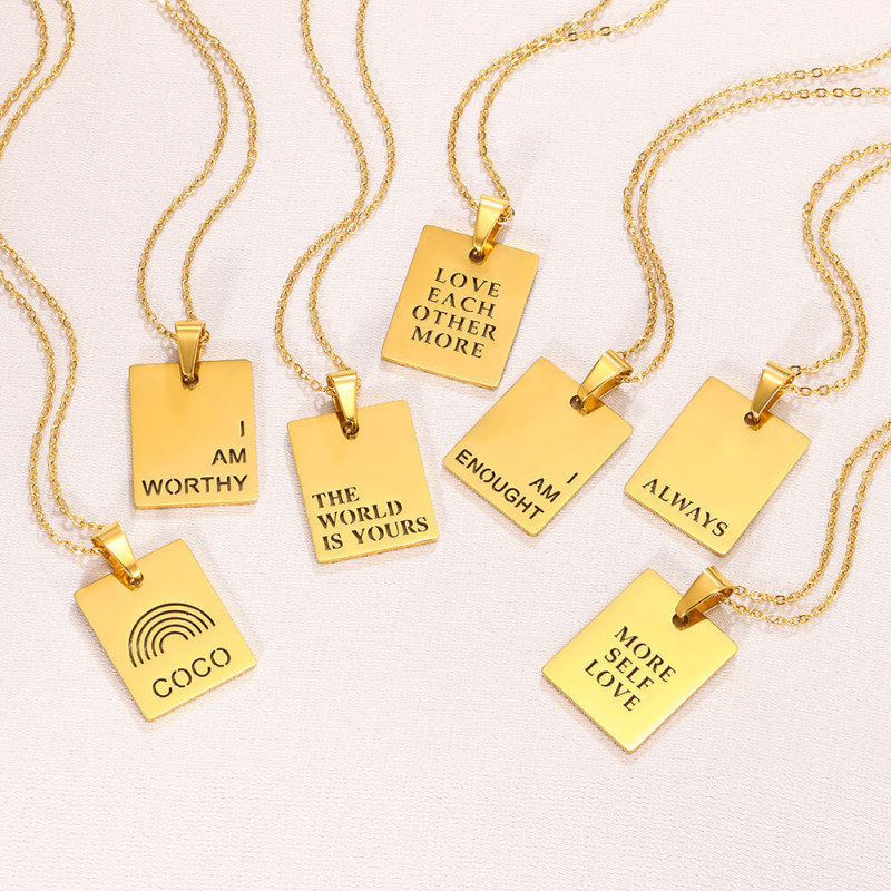 European and American Cross-Border New Style Personality Simple Letter Glossy Necklace Fashion Retro Glossy LOVE Stainless Steel Necklace for Women