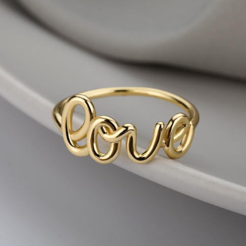 Korean Style Fresh LOVE Ring for Couples, English Letter Ring, In Stock, One Piece Dropshipping