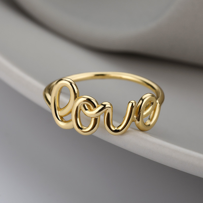 Korean Style Fresh LOVE Ring for Couples, English Letter Ring, In Stock, One Piece Dropshipping