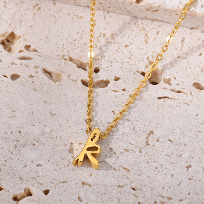 AliExpress New Small Letter Necklace Hollow Stainless Steel Necklace Small Letter Pendant Manufacturer Wholesale