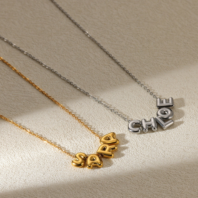 European and American Cross-Border Hot Selling 18K Gold Plated Bubble English Letter DIY Free Matching Necklace Jewelry