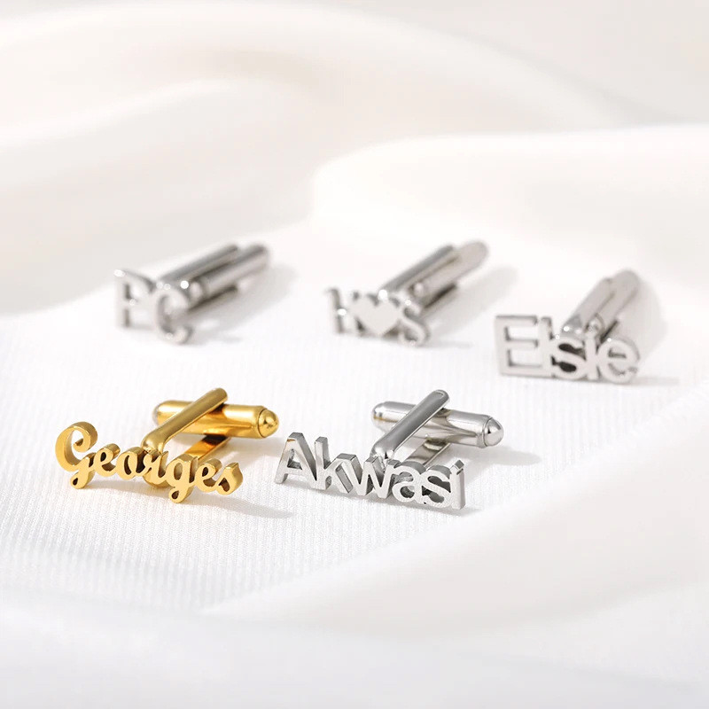 Personalized Letter Cufflinks High-end Men's Suit French Shirt Double Letter Cuff Studs Groom Wedding Accessories