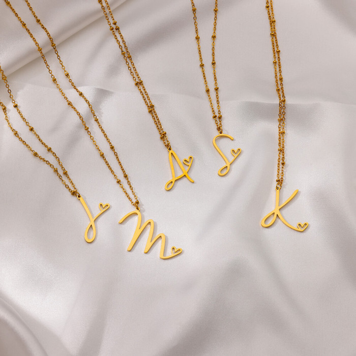 European and American New Style English Letter Necklace for Women, Unique Niche Collarbone Chain, Cross-Border Hot-Selling Personalized Stainless Steel Necklace