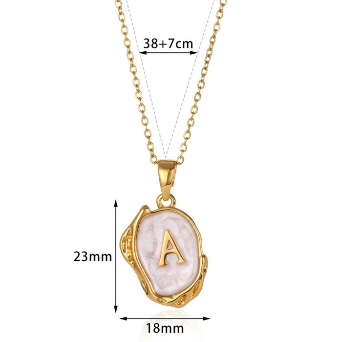 European and American Cross-Border INS Style Summer 26 English Letters Oil Drop 3D Necklace 18K Gold Plated Necklace for Women Wholesale