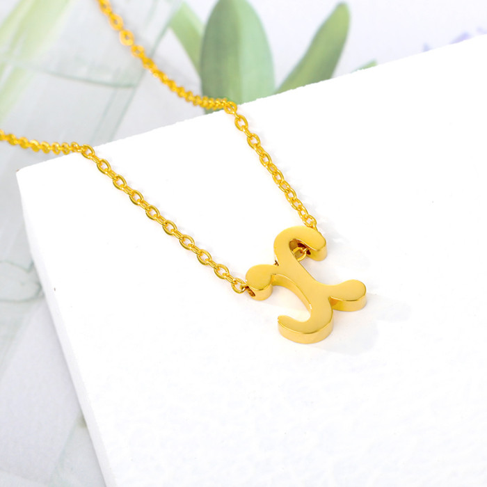 AliExpress Wish New Small Letter Necklace Hollow Stainless Steel Necklace Letter Pendant One Piece Dropshipping