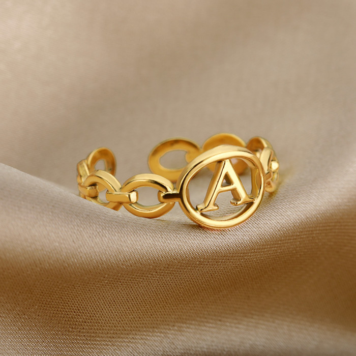 Amazon 26 English Letters Hip Hop Adjustable Rings for Men and Women Vintage Design Ins Popular Rings
