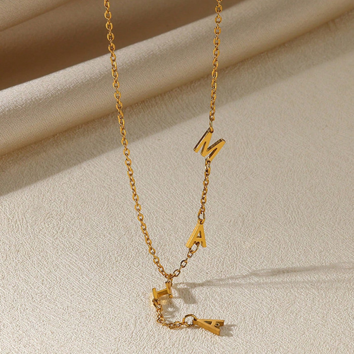 European and American Style Personalized DIY Letter Accessories Gold-Plated Collarbone Necklace Creative Stainless Steel Name Necklace Choker