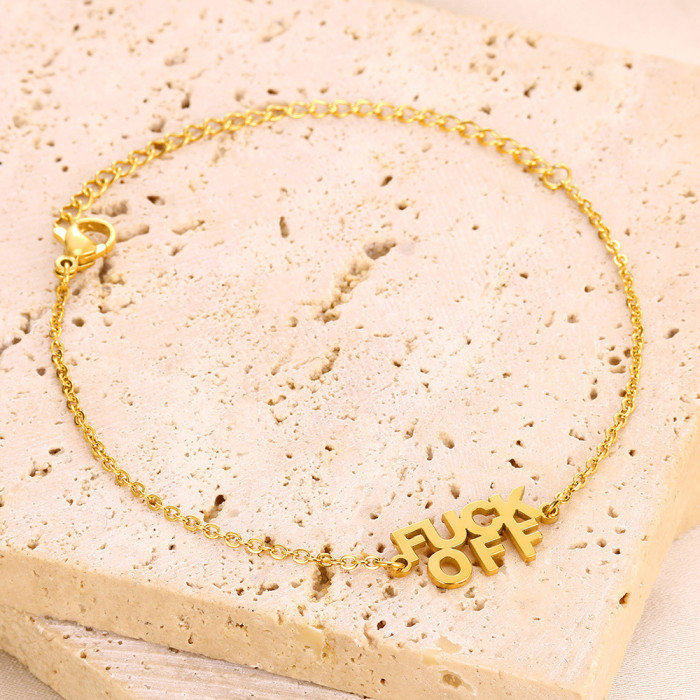 Cross-Border E-commerce Hot Sale English Letter Stainless Steel Necklace FUCK OFF Unisex Simple Versatile One Piece Dropshipping