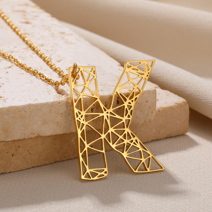 European and American New Style 26 English Letter Necklace Hollow Exaggerated Large Letter Necklace Unisex Letter Pendant Necklace