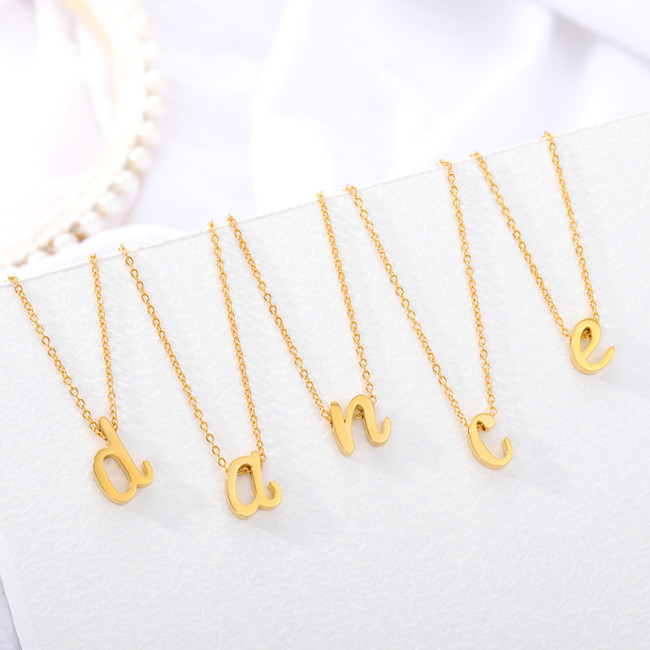 AliExpress Wish New Small Letter Necklace Hollow Stainless Steel Necklace Letter Pendant One Piece Dropshipping