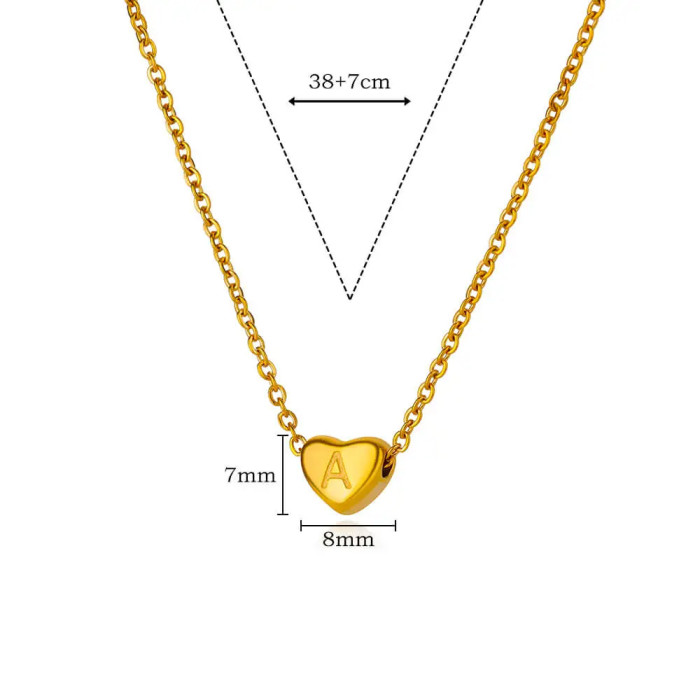 European and American INS Style Stainless Steel Gold-Plated Heart Letter Necklace for Women Titanium Steel Peach Heart Letter Niche Collarbone Chain Wholesale