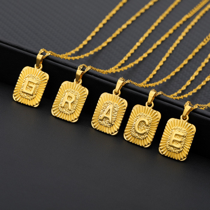 AliExpress Hot Sale 26 Uppercase Letters Stainless Steel Necklace English Letters Letter Necklace