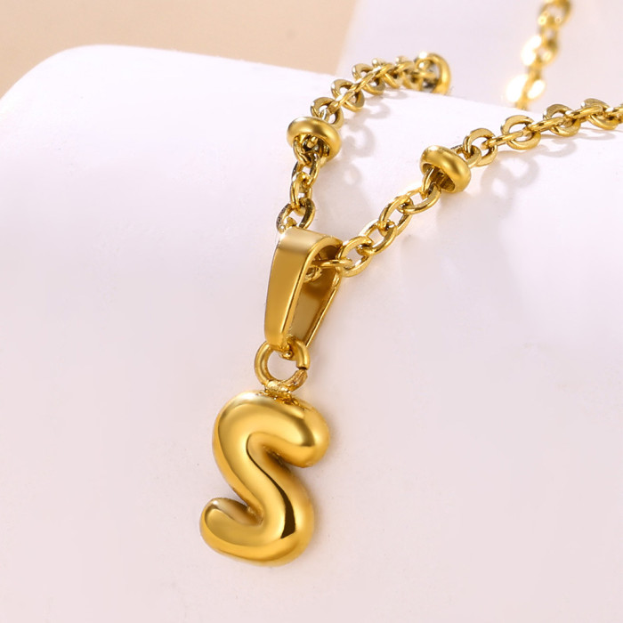 European and American Fashion Simple Elegant Hot-Selling Jewelry Accessories Stainless Steel 18K Gold Plated Mini Bubble Letter Pendant