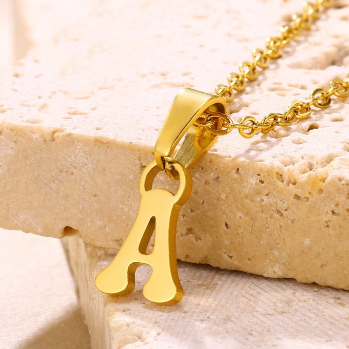 European and American New Style Stainless Steel Necklace English Letter Pendant Necklace Korean Version Niche Design Couple Clavicle Chain
