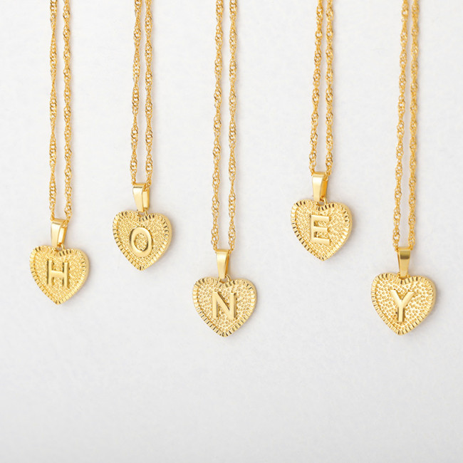 Cross-Border New Product Necklace with Capital Letters for Women and Men, Stainless Steel Chain, Gold-Plated Clavicle Chain, Copper Pendant Jewelry