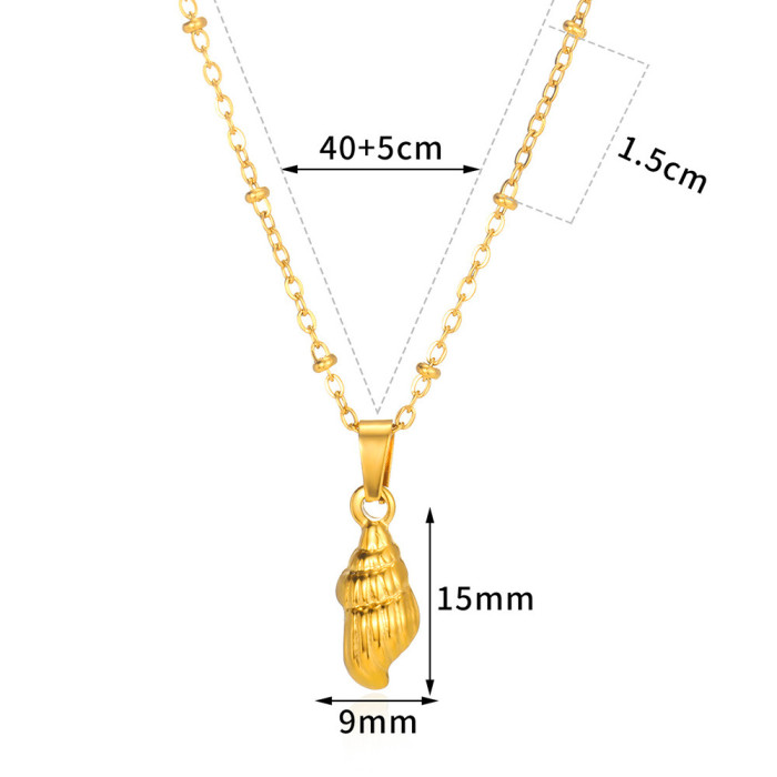 2024 Summer Style Stainless Steel Shell Necklace Starfish Beach Style Collarbone Chain Titanium Steel Jewelry Choker