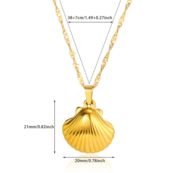Niche INS Style Fashion Necklace 18K Gold Stainless Steel Heart Texture Butterfly Pendant Women's Shell Necklace