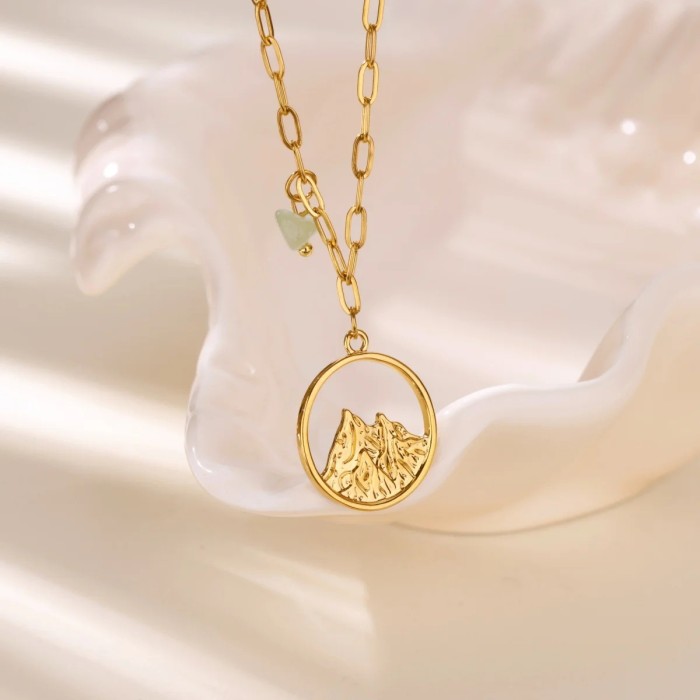 AliExpress New Wave Coconut Tree Round Geometric Pendant Women's Necklace Beach Style Vacation Collarbone Chain Drops...