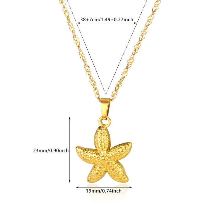 Niche INS Style Fashion Necklace 18K Gold Stainless Steel Heart Texture Butterfly Pendant Women's Shell Necklace