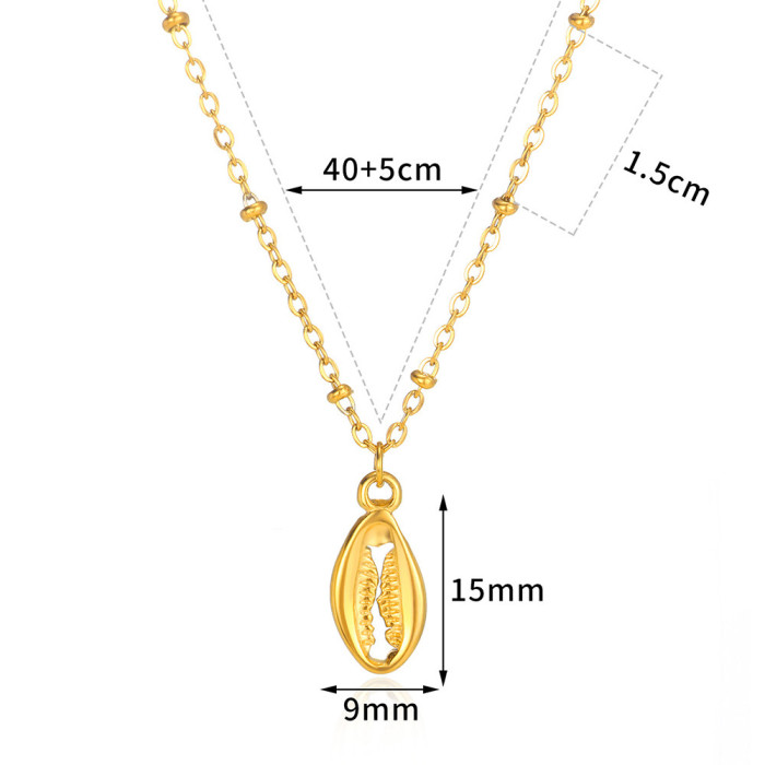 2024 Summer Style Stainless Steel Shell Necklace Starfish Beach Style Collarbone Chain Titanium Steel Jewelry Choker