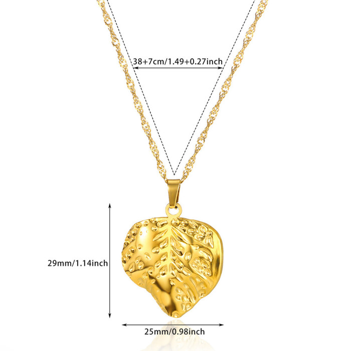 Niche INS Style Fashion Necklace 18K Gold Stainless Steel Heart Texture Butterfly Pendant Women's Shell Necklace