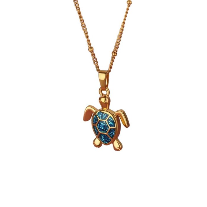 Amazon Cross-Border Hot-Selling Stainless Steel Small Turtle Pendant Ocean Heart Turtle Necklace Beach Necklace