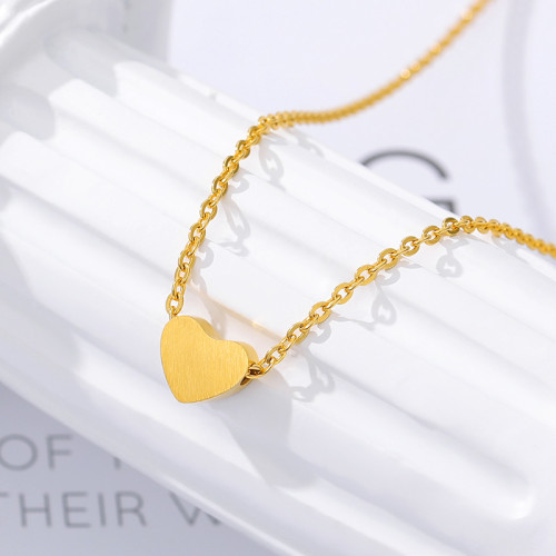 Valentine's Day Gift Romantic Rose Gold Heart-shaped Earrings Pendant Necklace Woman Man Stainless Steel Jewelry Real Photo