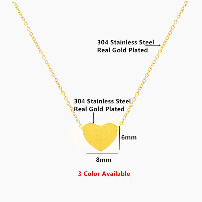Valentine's Day Gift Romantic Rose Gold Heart-shaped Earrings Pendant Necklace Woman Man Stainless Steel Jewelry Real...