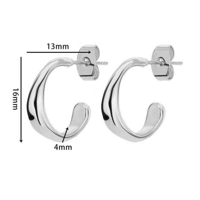 Wholesale Twisted Fashion Earrings 18K Gold Plated Stainless Steel Niche Female Temperament Simple Personality C-shap...