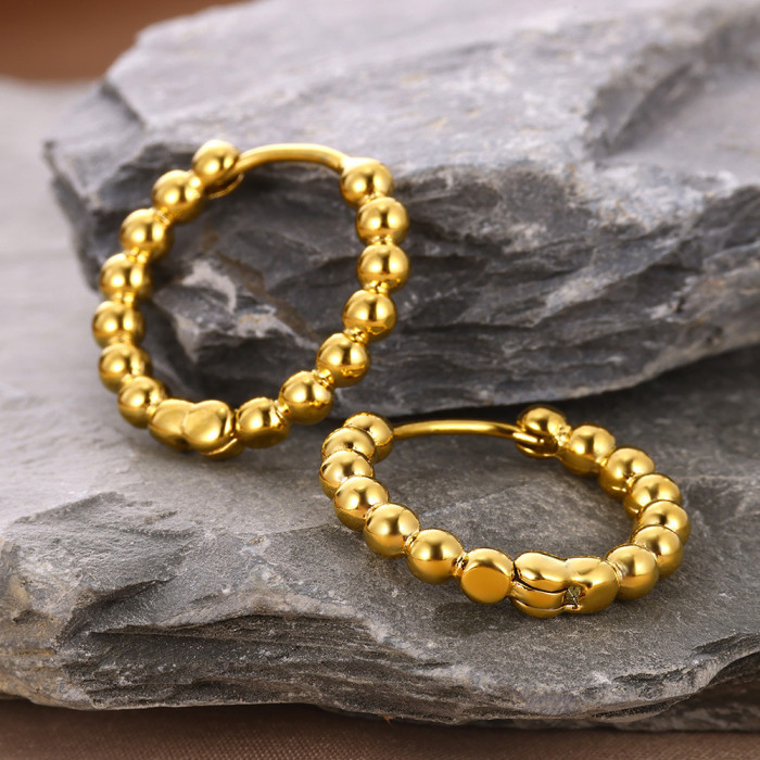 Light Luxury Style Personality Fashion Earrings 18K Gold Plated Square Zircon Fashionable Titanium Steel Earrings