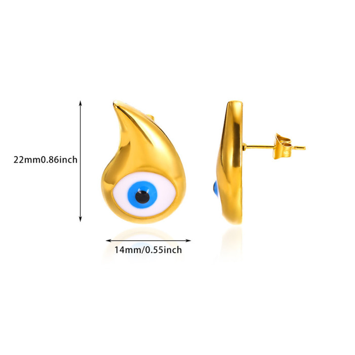 European and American New Style Personality Evil Blue Eye Stud Earrings Cross-Border Retro Fashion Hot-Selling Demon Eye Stainless Steel Earrings